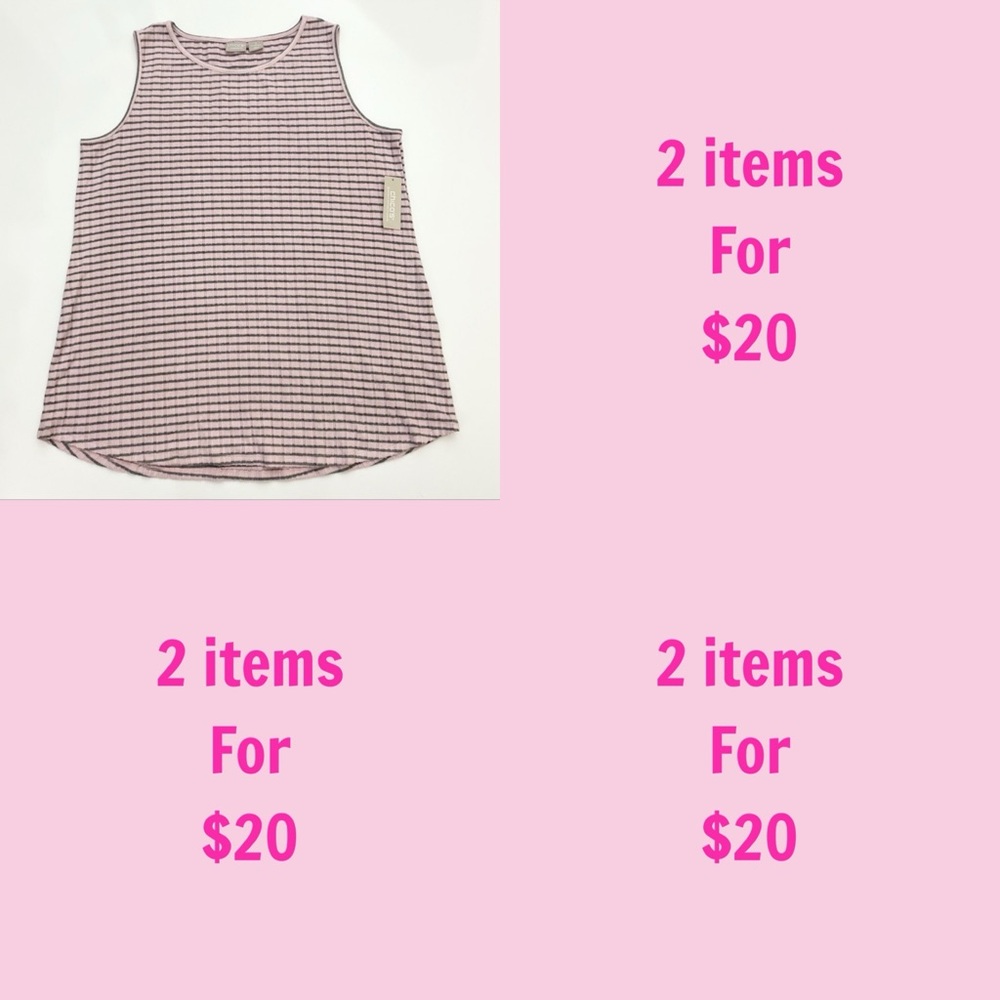 3/$30 Chico's Womens Zenergy Plush Pink Sleeveless Chevron Striped Tank Top Sz L